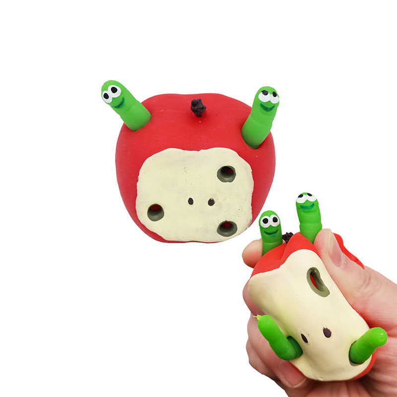 Worm eating apple decompression toy
