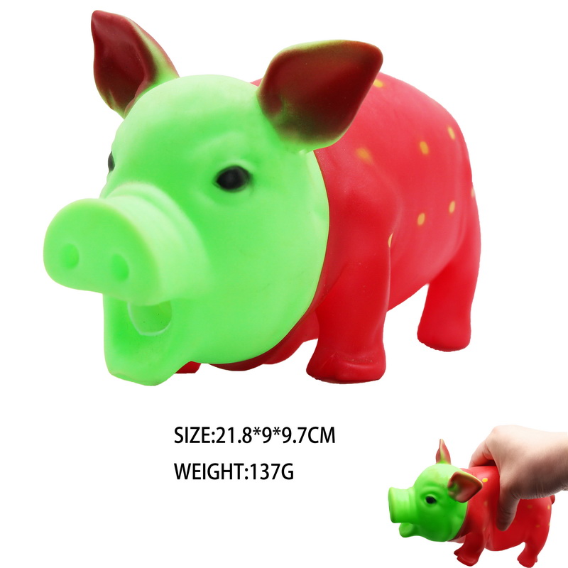 PVC Squishy Pig with Green Face