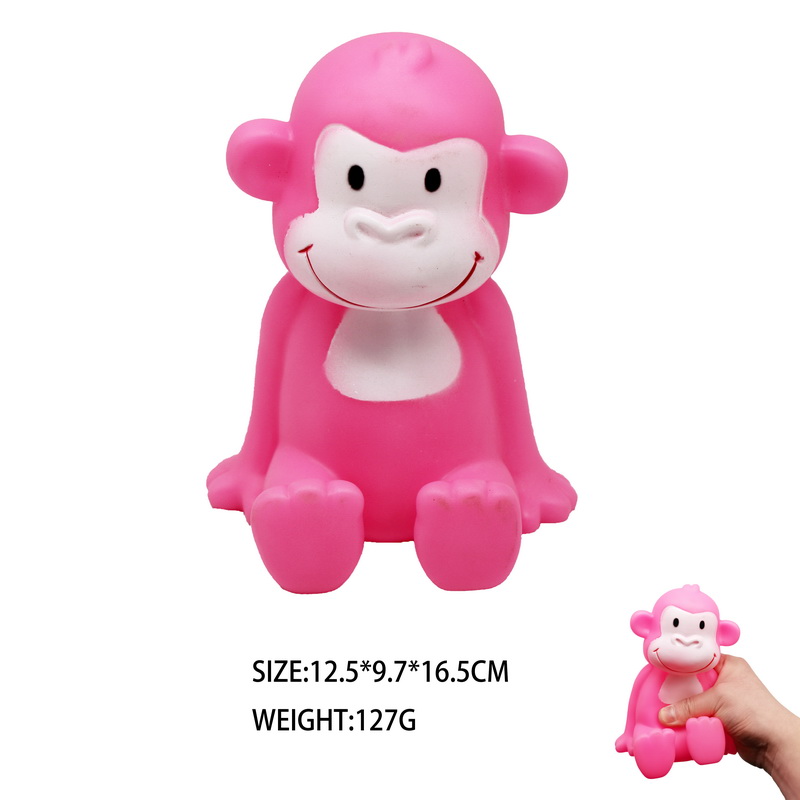 PVC Squishy Sitting Pink Monkey