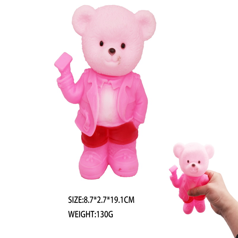 PVC Squeeze Pink Dressed Bear 