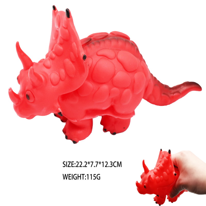 PVC Squeeze Red Horned Dinosaur