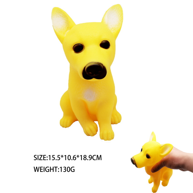 PVC Squeeze Yellow Little Dog